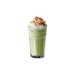 Refreshing Matcha Green Tea Frapp� with Coconut Whipped Cream and Toasted Coconut Flakes