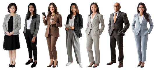 Obraz premium PNG Diverse professional business attire, element set on transparent background