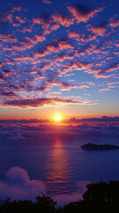 Fototapeta premium Breathtaking Island Sunset over a Sea of Clouds