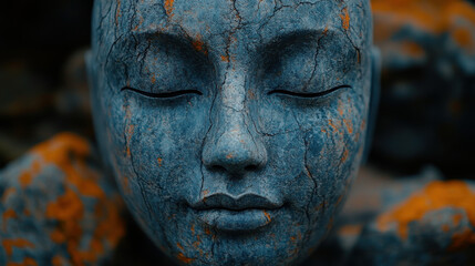 Cracking Statue of Serene Face