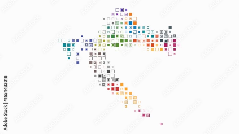 Poster croatia map animation. shape of the country with pulsating colored dots. large size square blocks. d