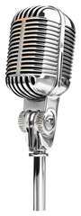Retro Silver Microphone with Stand and Logo