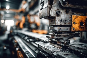 Close-up of industrial metal press
