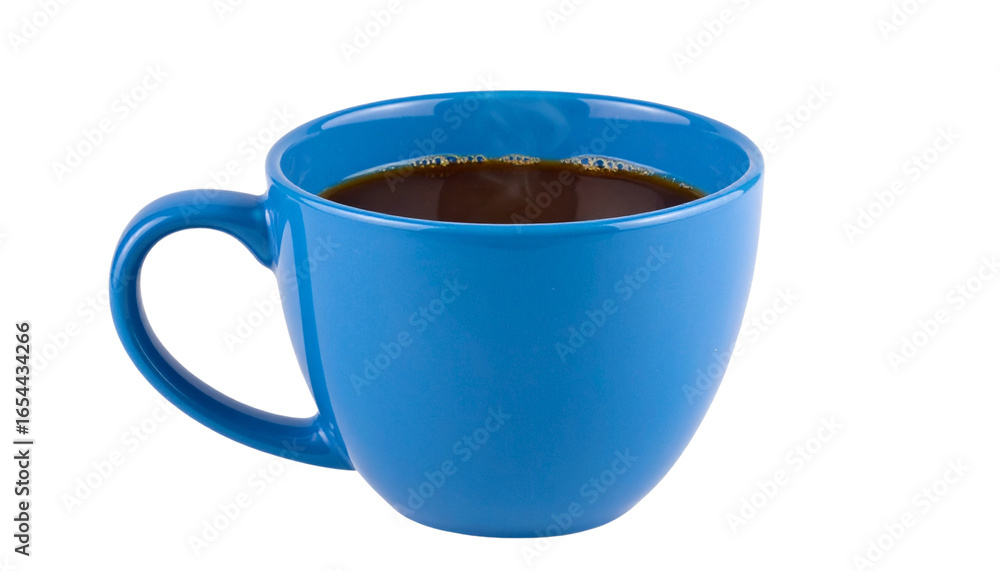 Poster blue coffee mug with no other objects or distractions present isolated on transparent background