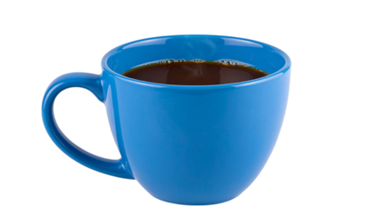 blue coffee mug with no other objects or distractions present isolated on transparent background