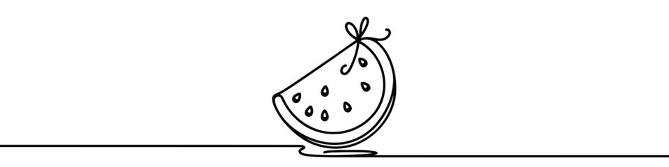 Watermelon icon. Continuous one line drawing of watermelon. Watermelon in one line style, isolated on white background. Vector illustration.