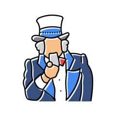 uncle sam pointing pose color icon vector illustration