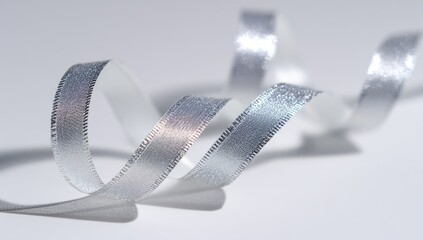 Twirling silver and white ribbon