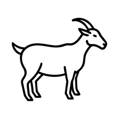 Fototapeta premium Cute vector icon of a goat standing in profile view with simple line art style for various design applications