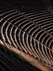 ancient wooden amphitheater tiered seating view 