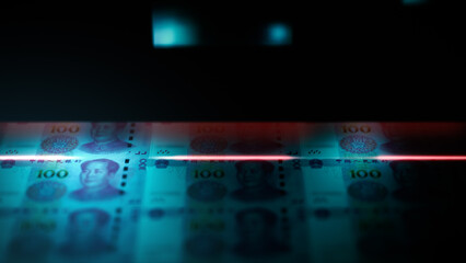 A Printing Press of Hundred Yuan Bills or Notes