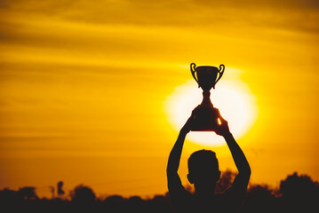 Sport Silhouette trophy best man Winner Award victory trophy for professional challenge. Golden...