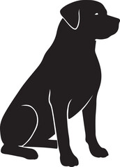 Obraz premium Black dog silhouette sitting patiently vector illustration graphic