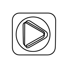 Black play icon in square. Play icon isolated on white background. Vector illustration.