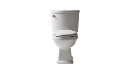 White Ceramic Toilet Bowl and Tank with Chrome Handle bathroom fixture porcelain toilet isolated on a transparent background
