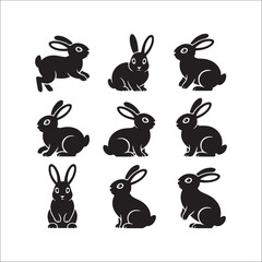 Fototapeta premium A fun collection of cute cartoon rabbits and a donkey