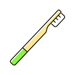 bamboo toothbrush sustainable beauty color icon vector illustration