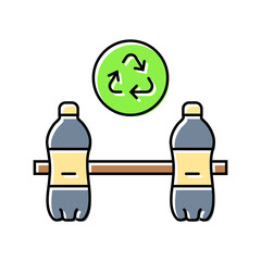 upcycled dumbbells kettlebells outdoor fitness color icon vector illustration