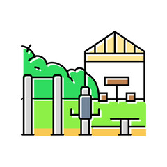 Fototapeta premium picnic area outdoor fitness setup sustainable color icon vector illustration