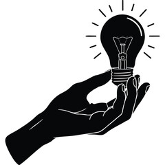 Hand Holding Shining Light Bulb: Idea, Innovation, Inspiration Concept