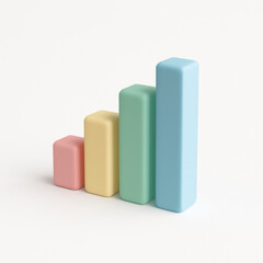 3D pastel bar graph with four columns