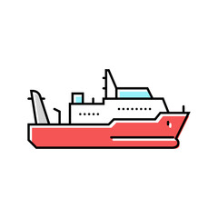 Obraz premium marine research vessel world ocean color icon vector illustration