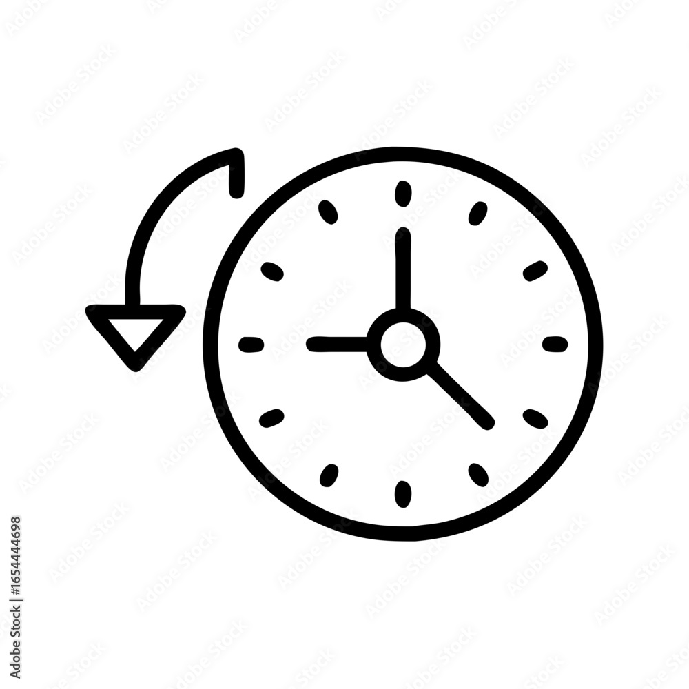 Poster analog clock hand drawing icon for web and graphic design