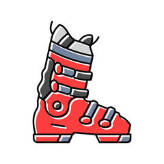 boots mountain skiing color icon vector illustration