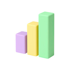 3D pastel bar chart icon for analytics