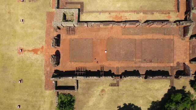 Zenith view of the ruins of San Ignacio in Misiones, Argentina.