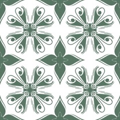 Geometric Floral Tile Seamless Pattern