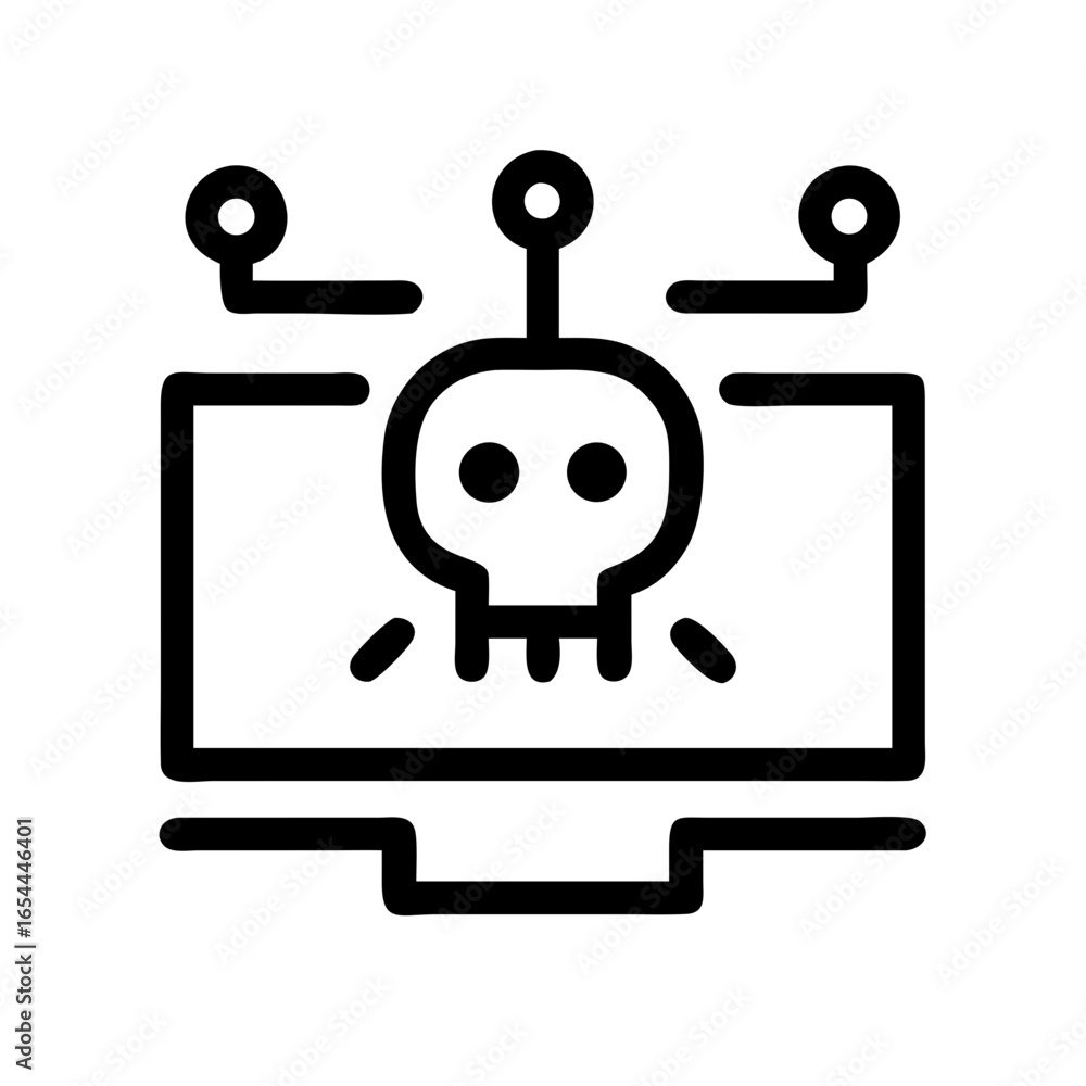 Poster cyber attack hand drawing icon for web and graphic design