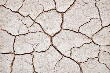 Cracked, light beige, dry earth surface