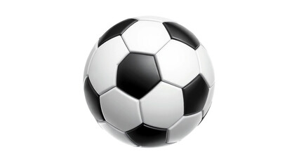 Classic black and white soccer ball, realistic style, isolated on transparent background, sports symbol.