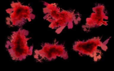 Abstract Blood Splatters: Artistic collection of various blood splatters against a dark background, evoke a sense of drama and impact, offering a striking visual statement