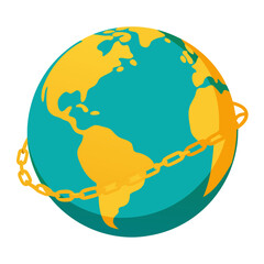 Earth encased in a golden chain