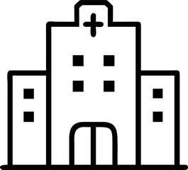 hospital vector icon on white or transparent background. medical or healthcare icons items Stroke icon collections. Editable Stroke icon collection Outline icon.