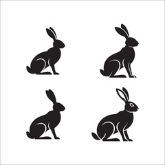 Obraz premium A cute set of vector rabbit and bunny illustrations with funny art and symbols for spring and Easter holidays
