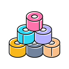 colorful rolls of kinesio tape color icon vector illustration