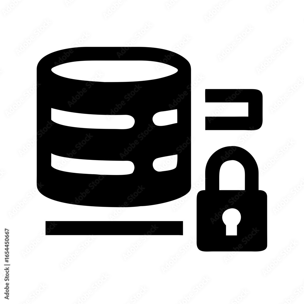Poster silhouette database security hand drawing icon for web and graphic design