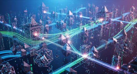 Exploring metaverse technology abstract digital city futuristic network concept art