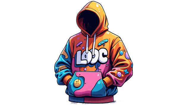Oversized Streetwear Hoodie Cartoon Sketch PNG