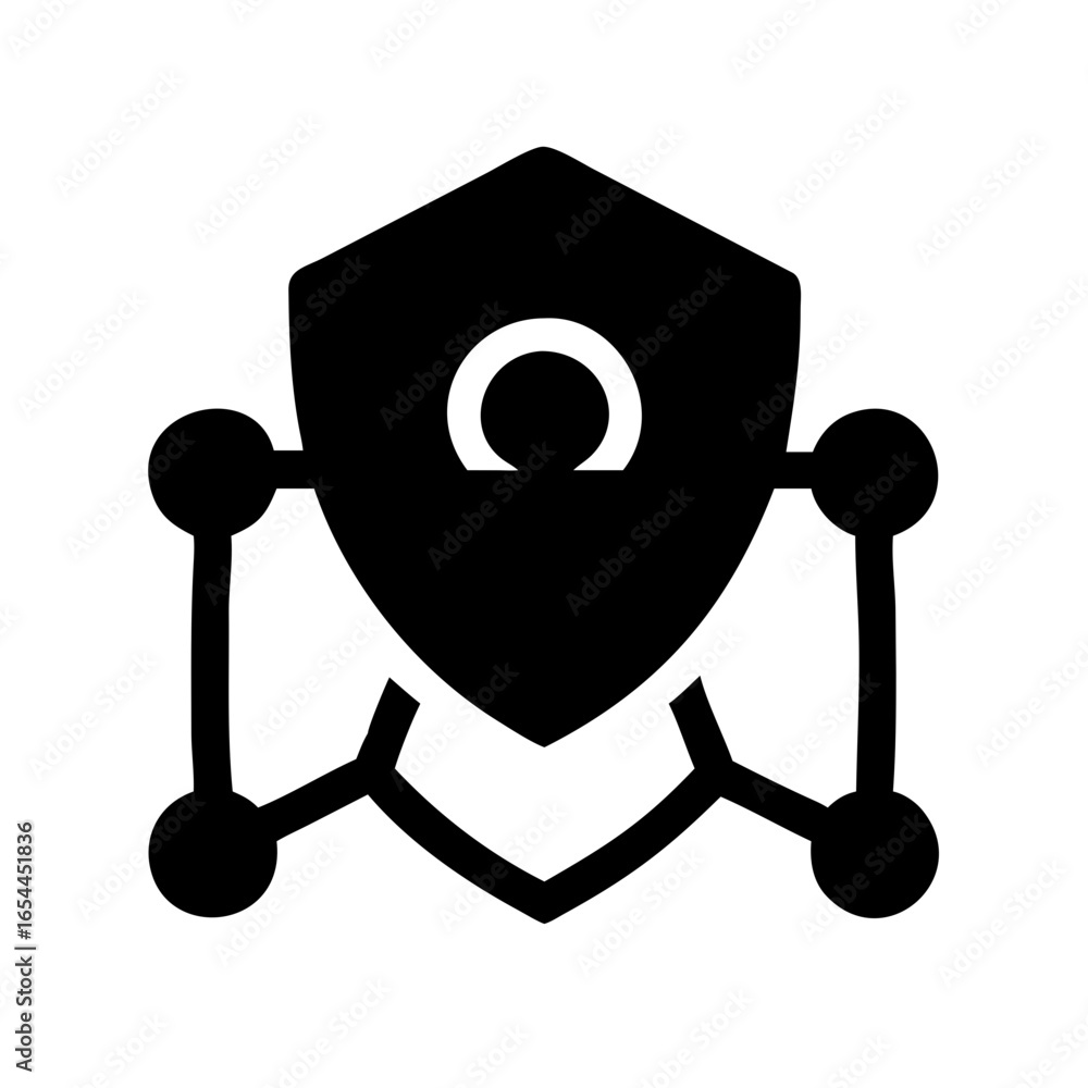 Poster silhouette network shield hand drawing icon for web and graphic design