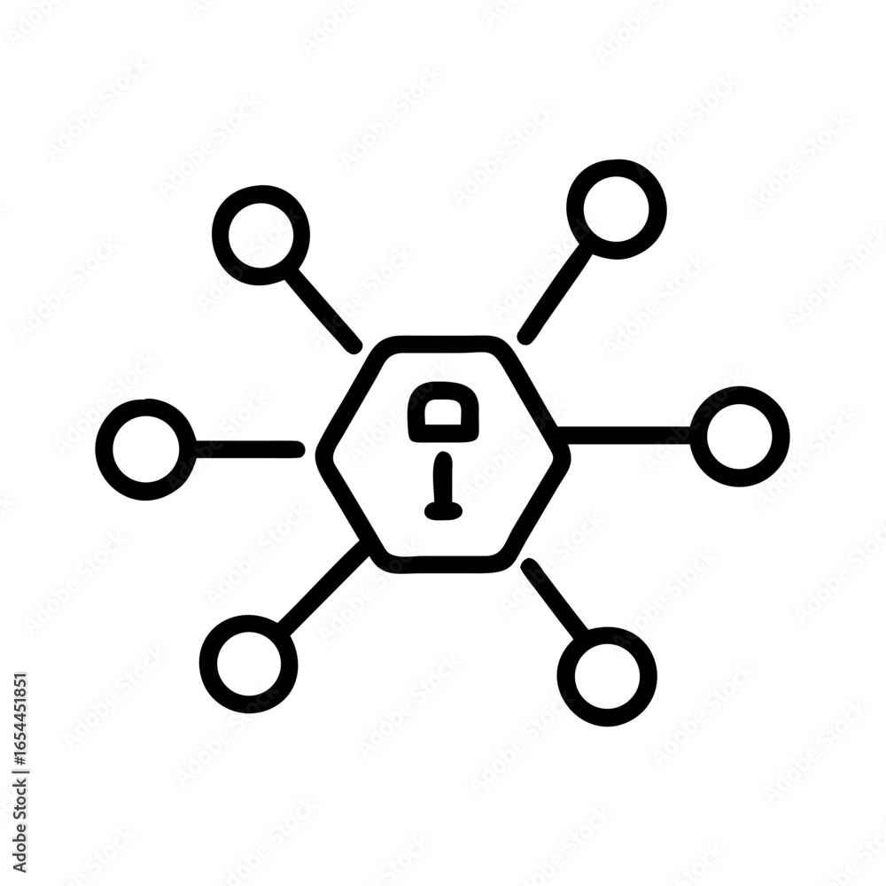 Poster silhouette network security hand drawing icon for web and graphic design
