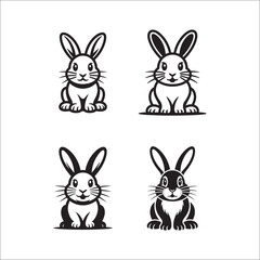 Obraz premium A cute set of funny cartoon easter rabbits and bunnies, perfect for a spring holiday vector illustration