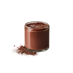 Delicious Chocolate Mousse in Glass Jar with Cocoa Powder