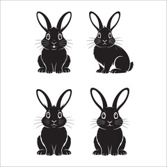 Obraz premium A delightful vector illustration set of cute cartoon rabbits perfect for Easter and spring holiday designs