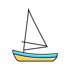 skiff sailing sport color icon vector illustration