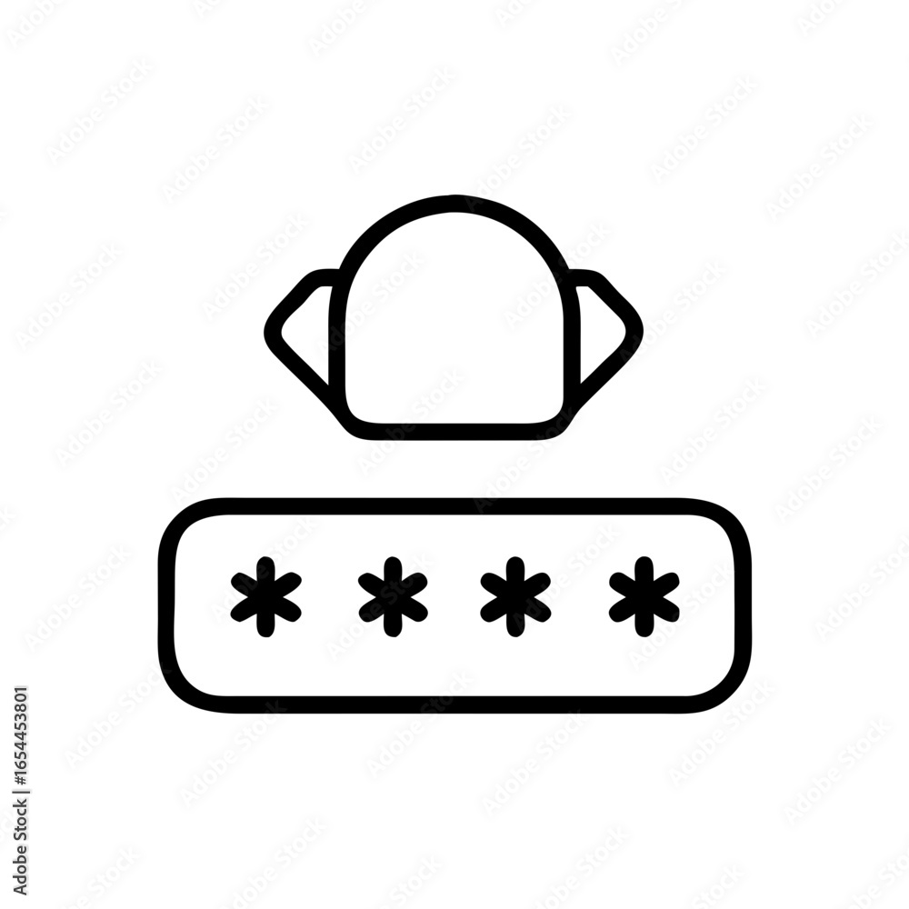 Poster silhouette two factor authentication hand drawing icon for web and graphic design