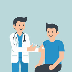 Doctor giving patient injection in arm.